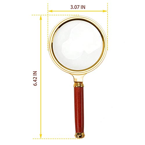 Zurato Double Glass 3X High Power Antique Handheld Magnifying Glass for Reading, Soldering, jewelries, maps, Great for Gifting (3X, 80MM, Gold + Red) - Image 5