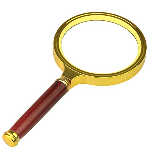 Zurato Double Glass 3X High Power Antique Handheld Magnifying Glass for Reading, Soldering, jewelries, maps, Great for Gifting (3X, 80MM, Gold + Red) - Image 1