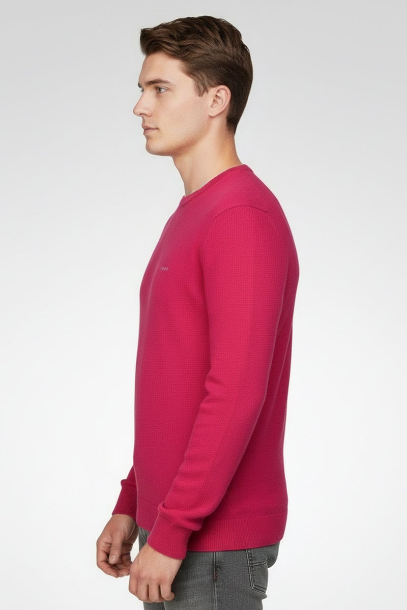 GANT Men Crew Neck Embroidered Logo Sweater, Barley Pink - Image 3