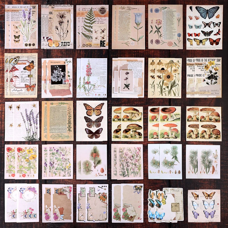 Draupnir 200pcs Vintage Junk Journal Supplies,Scrapbook Supplies Scrapbooking Paper and Stickers Ephemera for Art Aesthetic Journaling Kit Collage(Nature) - Image 3