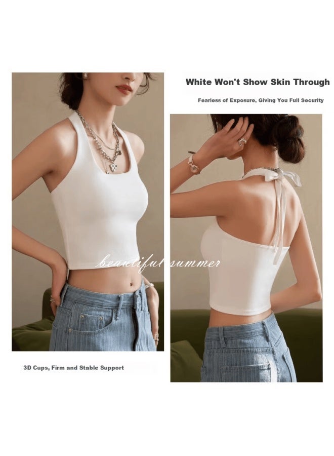 WOODPECKER Wood Vintage Style Caramel Neck-hanging Padded Backless Bra Tank Top For Women XL - Image 4