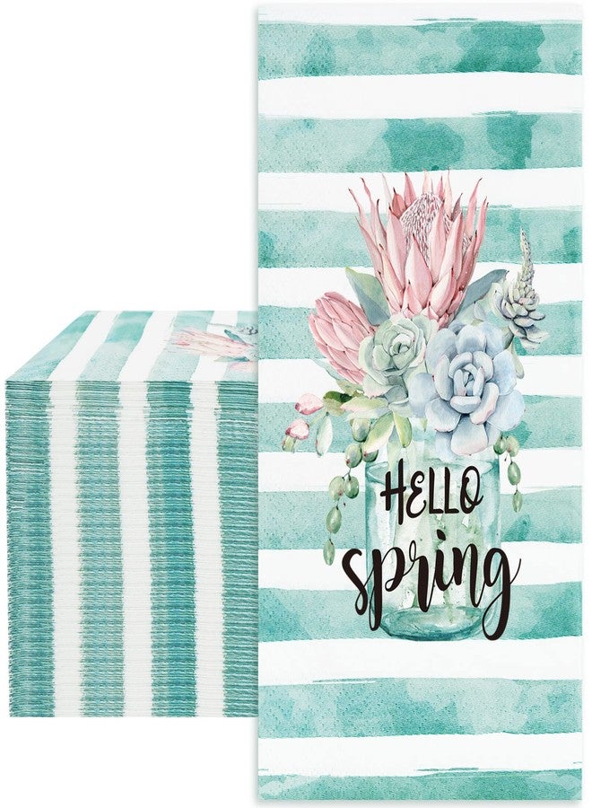 Whaline مناديل ورقية مزخرفة من واهلين 100 قطعة - مناديل ضيوف بألوان مائية لربيع 3 طبقات قابلة للتخلص منها - عبوة مناديل يد لوجبة العشاء مزينة بخطوط لحفلات الربيع وحفلات استقبال المواليد والأعياد وحفلات الزفاف وأعياد الميلاد وزينة الطاولات. - Image 1