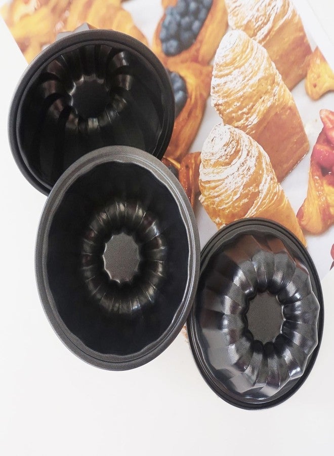 LoveDeal Small Fluted Cake Pan 4 Inch, Mini Round Cake Molds, Nonstick Carbon Steel Fluted Baking Pans for Cakes, Pizzas, Tarts, Pies, Muffin - 4Pcs, Black - Image 4
