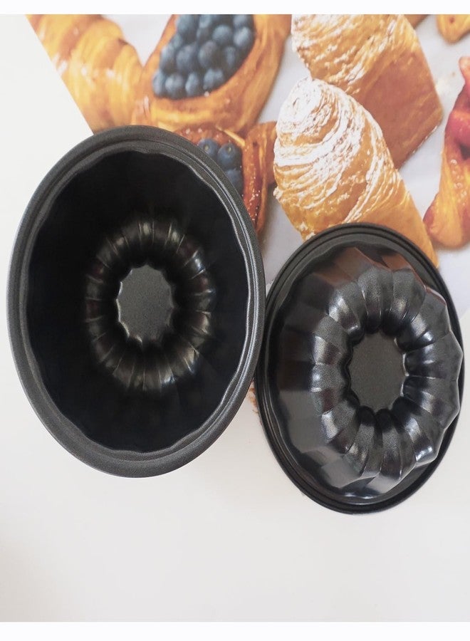 LoveDeal Small Fluted Cake Pan 4 Inch, Mini Round Cake Molds, Nonstick Carbon Steel Fluted Baking Pans for Cakes, Pizzas, Tarts, Pies, Muffin - 4Pcs, Black - Image 5
