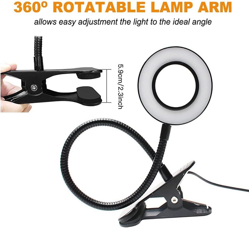 Ayvicco 48 LED USB Desk Lamp with Clamp 3 Color 10 Dimming Levels, Clip Light Eye Protection Reading Lights, USB Laptop Light for Zoom Meetings, Computer Webcam, Video Conference - Image 2