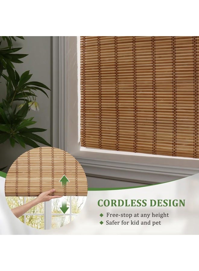 SEEYE Cordless Bamboo Blinds Shades, Light Filtering Bamboo Roller Shades Natural Roman Blind Shade, Bamboo Roll Up Blind for Windows, Easy to Install for Door, Patio, Bedroom, 20" W x 64" H - Image 4