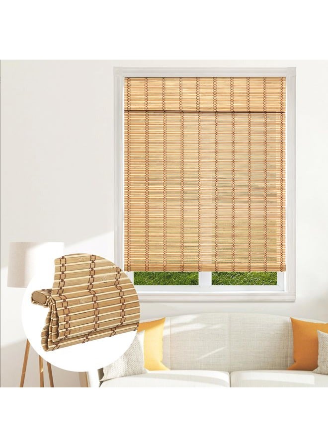 SEEYE Cordless Bamboo Blinds Shades, Light Filtering Bamboo Roller Shades Natural Roman Blind Shade, Bamboo Roll Up Blind for Windows, Easy to Install for Door, Patio, Bedroom, 20" W x 64" H - Image 1