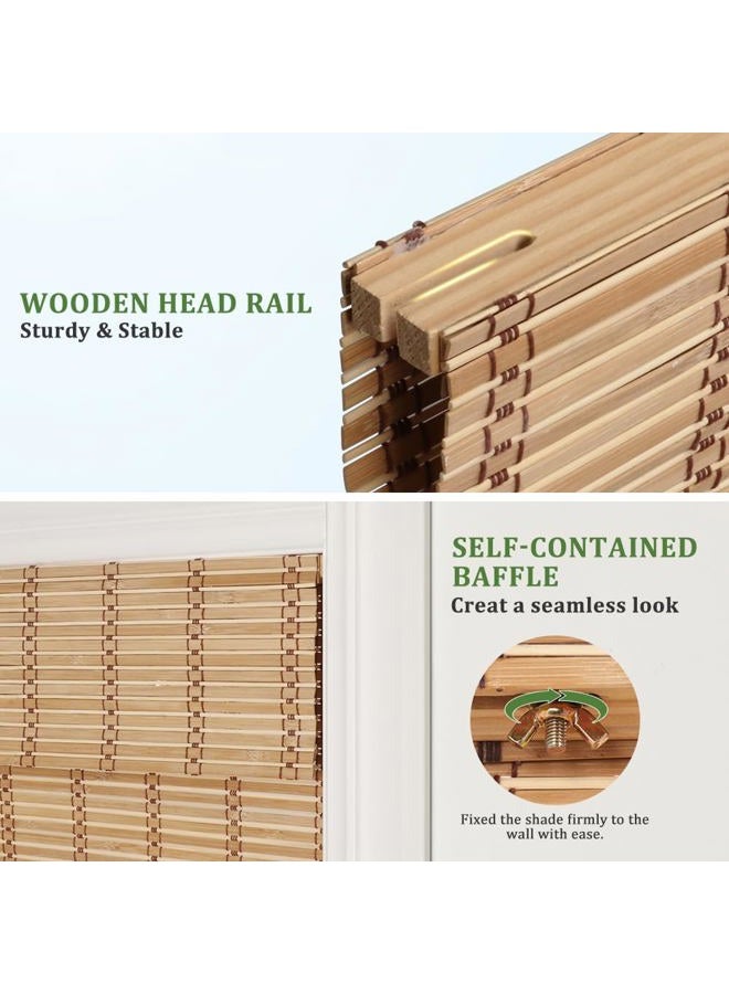 SEEYE Cordless Bamboo Blinds Shades, Light Filtering Bamboo Roller Shades Natural Roman Blind Shade, Bamboo Roll Up Blind for Windows, Easy to Install for Door, Patio, Bedroom, 20" W x 64" H - Image 5