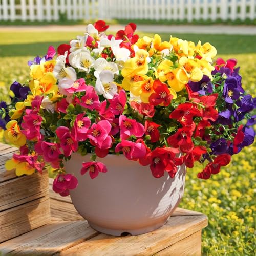 trytuny 20 Pcs Artificial Flowers for Outdoor, UV Resistant Realistic Pansies Fake Flowers for Indoor and Outdoor Garden, Porch, Patio, Window Box Decor All Year Round - Image 1