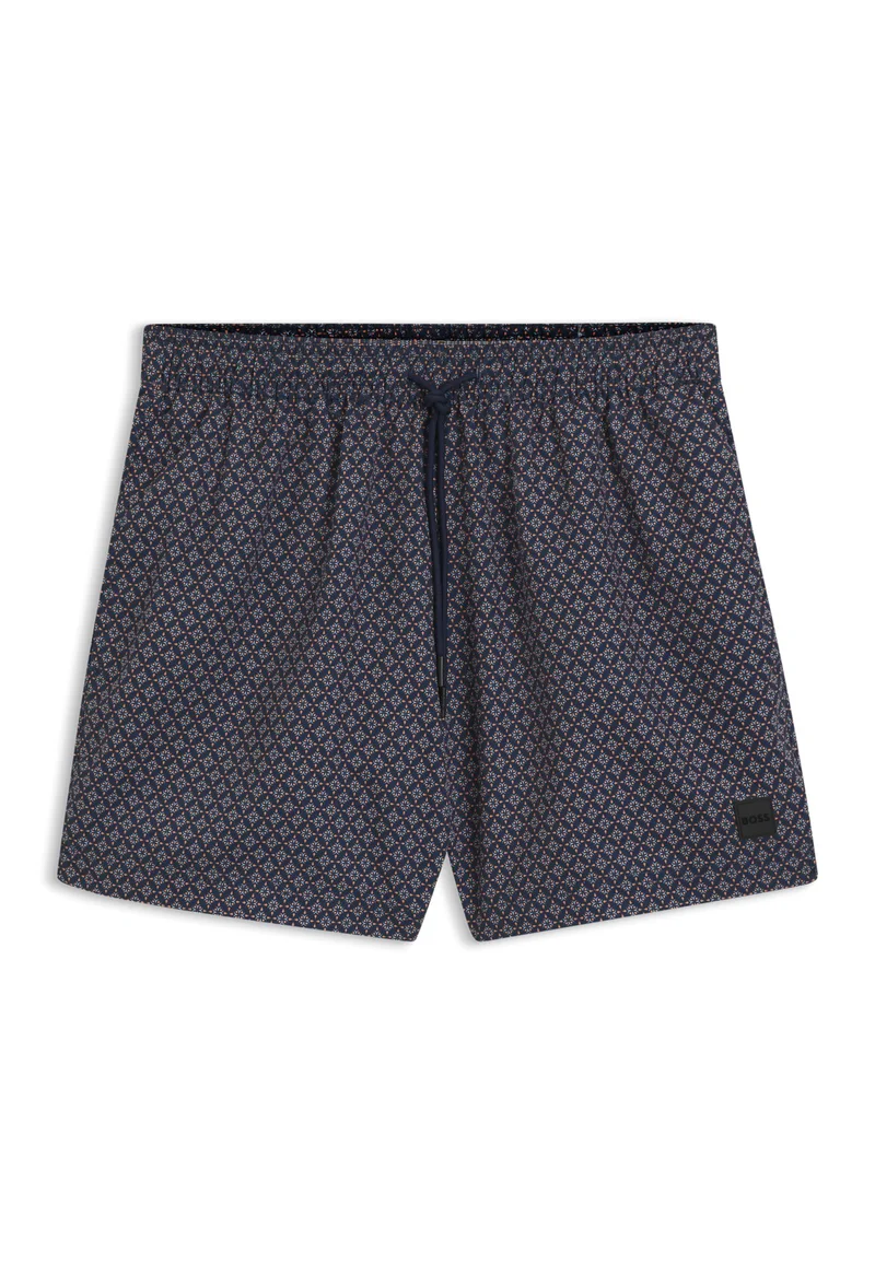BOSS Orange Micro-print swim shorts with logo badge for Men | Best Price UAE