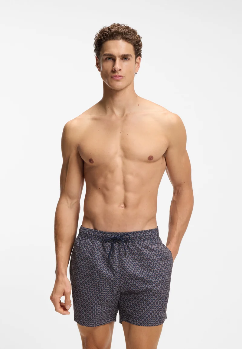 BOSS Micro-print swim shorts with logo badge