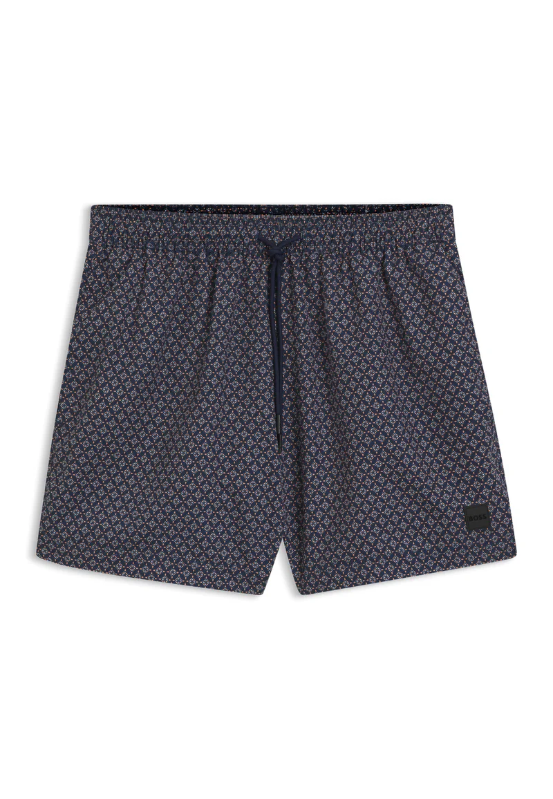 BOSS Orange Micro-print swim shorts with logo badge for Men | Best Price UAE