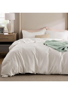 Bedsure Bedsure King Duvet Cover Ivory White - Moisture Wicking and Silky Eucalyptus Lyocell Cotton Hybrid Comforter Cover Set for Hot Sleeper - Buttery Soft and Breathable Cooling Bedding,Full Size  - Image 1