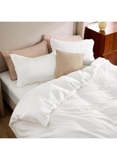Bedsure Bedsure King Duvet Cover Ivory White - Moisture Wicking and Silky Eucalyptus Lyocell Cotton Hybrid Comforter Cover Set for Hot Sleeper - Buttery Soft and Breathable Cooling Bedding,Full Size  - Image 2