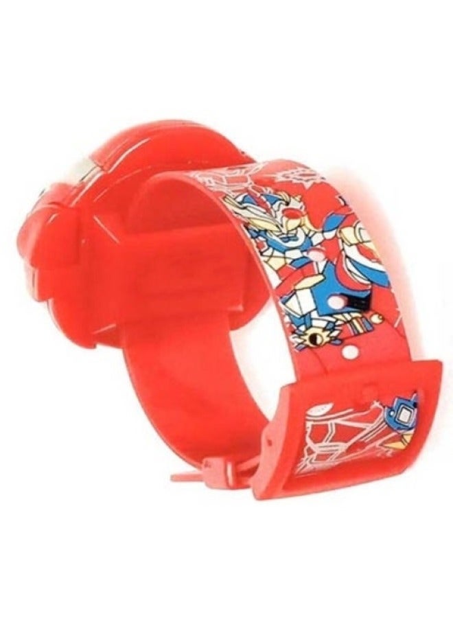 ساعة رقمية كاجوال للأولاد باللون الأحمر، ساعة بنمط الرسوم المتحركة، 38 ملم - Image 3