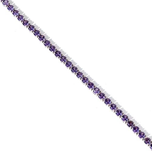 FANCIME Sterling Silver Tennis Bracelet Created Amethyst Tennis Bracelet February Birthstone Wedding Bridal Prom Fine Jewelry Gift For Women, Length 7.2 Inch Width 4mm - Image 5