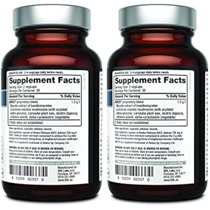 Quality of Life AHCC Kinoko Platinum 750 mg – Premium Immune Support Supplement - Pack of 2, 60 Count Bottles - Image 2