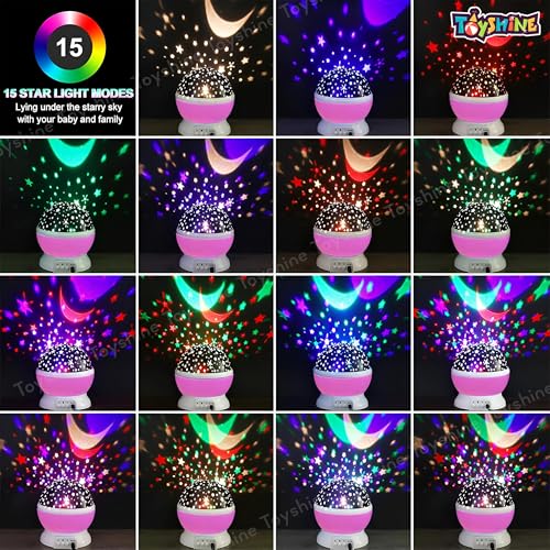 Toyshine Star Moon Night Light Lamp Projector with 12 Color Changing Lights Modes,360° Rotating Night Lamp Projection lamp Home Room Decor for Kids and Adults - Image 3