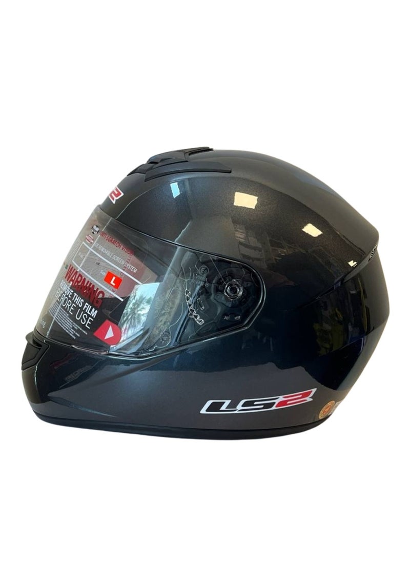 LS2 HELMETS Blast Full Face Motorcycle Helmet – Gray Metallic Lightweight, ECE Certified, Aerodynamic, Anti-Scratch Visor, for Men & Women Riders - Size Large  - Image 2