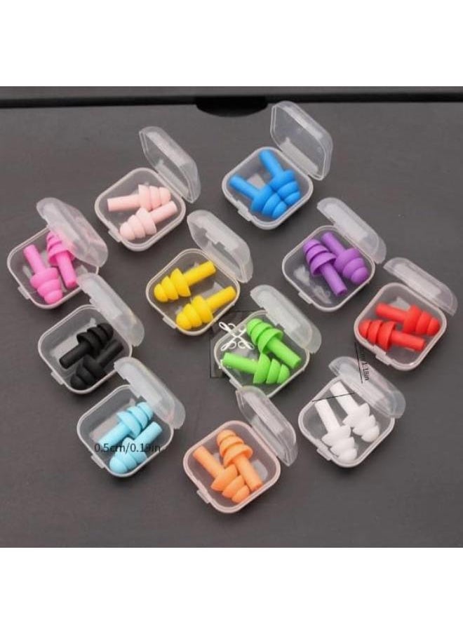 Generic Silicone Waterproof Swimming Earplugs, 12 Pairs, Assorted Colours, for Sleeping, Travel, Office, School 