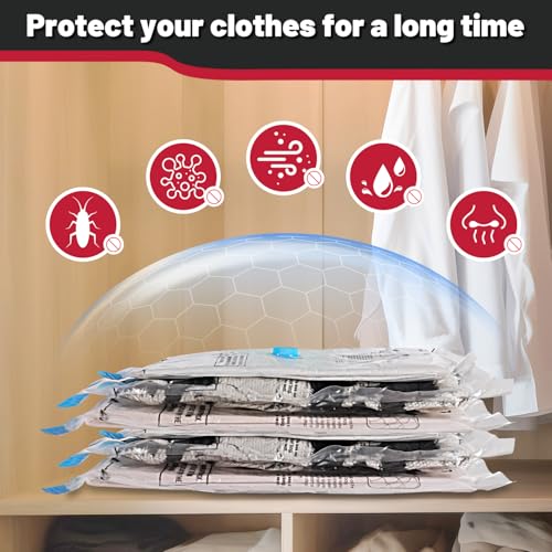UPGOGO Vacuum Storage Bags with Portable Electric Pump,Vacuum Seal Bags for Clothing,Space Saver Bags,Vacuum Travel Bags for Luggage(Combo 8 Pack) - Image 5