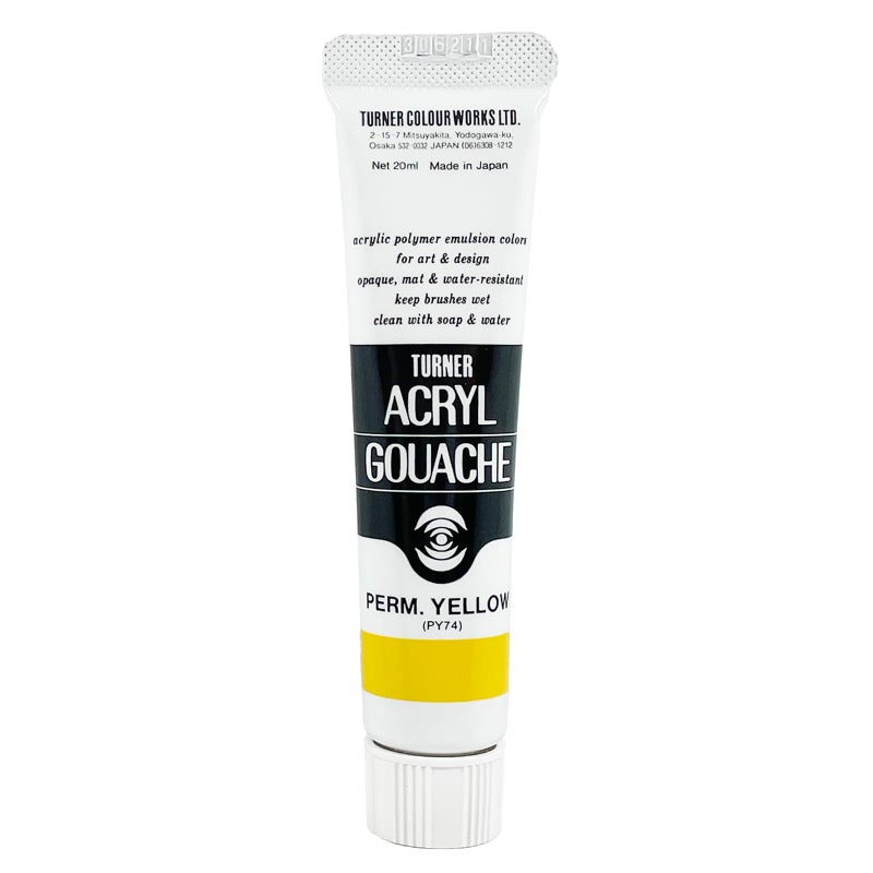 Turner Colour Works Acryl Gouache Artist Acrylic Paint Single 20 ml Tube Permanent Yellow