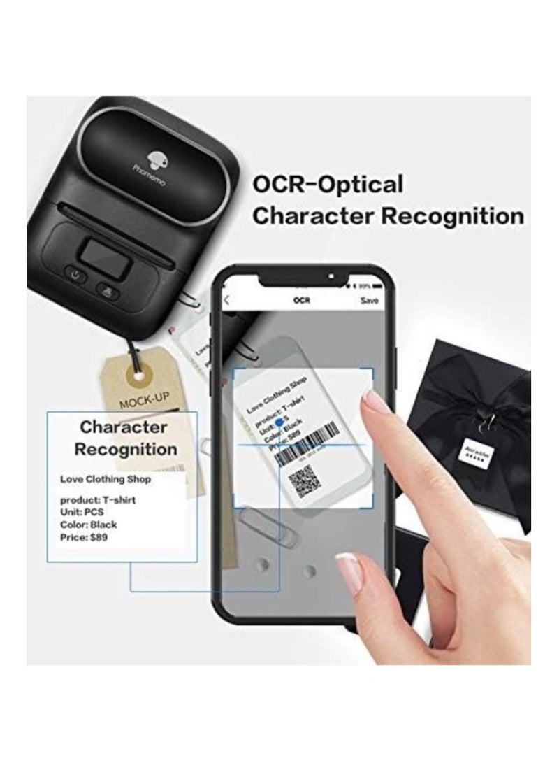 phomemo M110 Label Printer Portable Bluetooth Thermal Mini Label Maker Printer Apply to Labeling Compatible with Android & iOS System With 1 40×30mm Label Black - Image 2