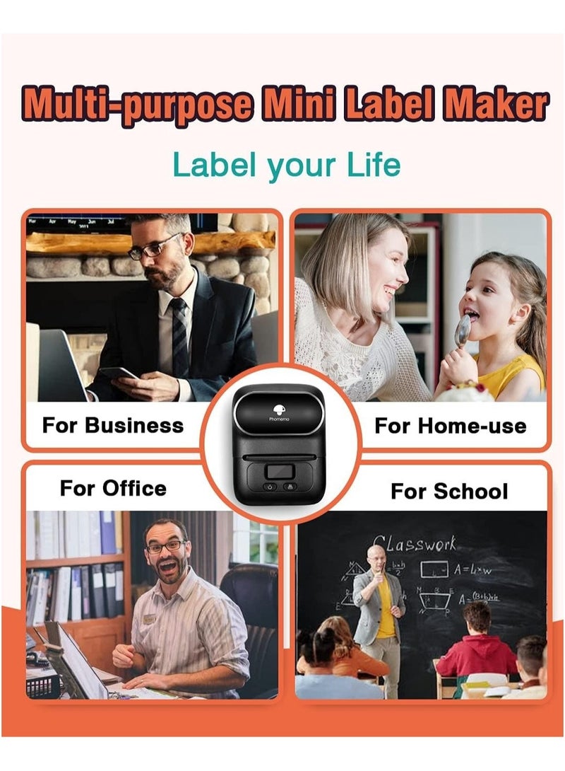 phomemo M110 Label Printer Portable Bluetooth Thermal Mini Label Maker Printer Apply to Labeling Compatible with Android & iOS System With 1 40×30mm Label Black - Image 4
