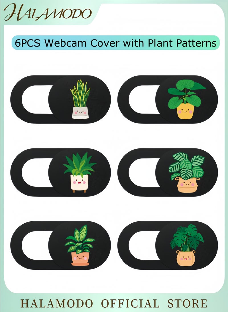6PCS Webcam Cover, Ultra Thin Camera Cover Slide, 7mm thick netblock, Cute Privacy Protection, with Plant Patterns, for Laptop, Computer, Apple MacBooks, iPad, Cell Phones - Image 1