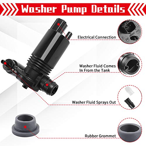 OTUAYAUTO 5093412AA Windshield Washer Pump with Grommet, Compatible with Chrysler | Dodge | Jeep Grand Cherokee, Liberty | Land Rover Replaces OEM# 4818-232316A - Image 3