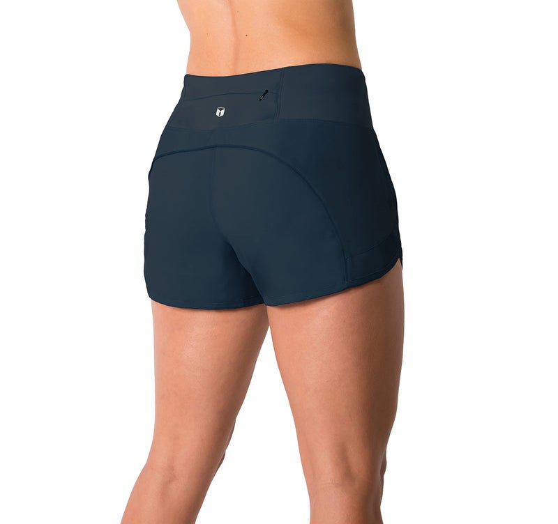 Tough Mode Womens 3" Lightweight Running WOD Volleyball Shorts Workout Mesh Liner Zip Pocket Navy - Image 3