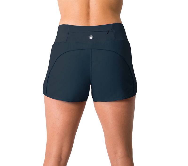 Tough Mode Womens 3" Lightweight Running WOD Volleyball Shorts Workout Mesh Liner Zip Pocket Navy - Image 4