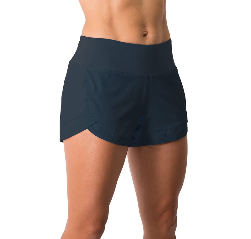 Tough Mode Womens 3" Lightweight Running WOD Volleyball Shorts Workout Mesh Liner Zip Pocket Navy - Image 1