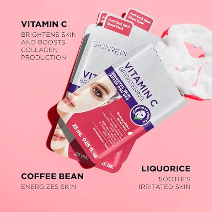 Skin Republic Vitamin C Brightening Sheet Mask Proven to Brighten and Hydrate After One Use. Made in Korea. - Image 3