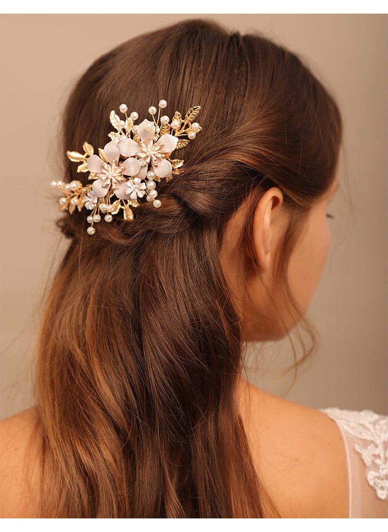 YERTTER - YERTTER Gold Pearl Hair Comb Style 2 for Wedding Brides Bridesmaid Flower Girl Prom Birthday Party - Image 1