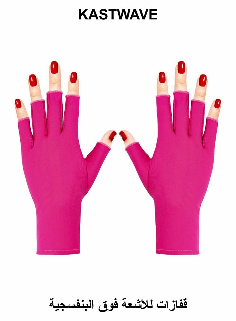 KASTWAVE UV Glove for Nail Lamp, Gel Manicures Glove, Half Finger Stretchy Gloves for Girls Protect Hands - Image 1