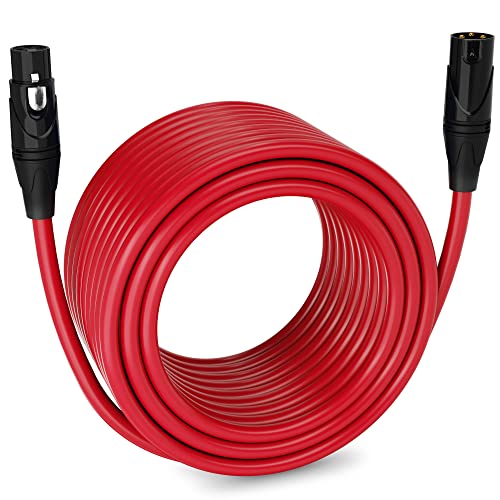 LyxPro 100 Feet XLR Microphone Cable Balanced Male to Female 3 Pin Mic Cord for Powered Speakers Audio Interface Professional Pro Audio Performance and Recording Devices - Red - Image 1