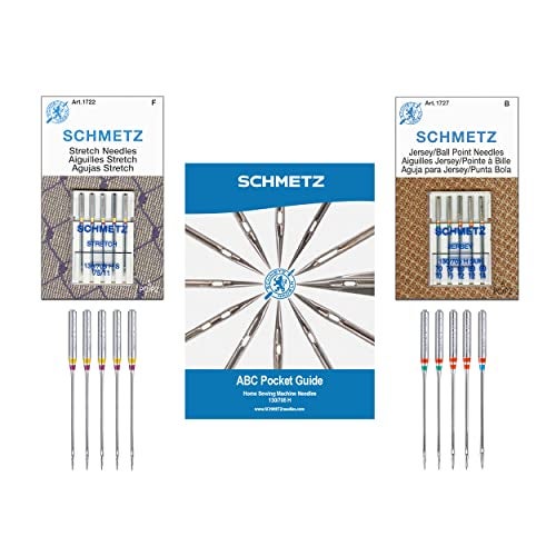 SCHMETZ Stretch and Jersey/Ball Point Sewing Machine Needle Combo Pack (10 Needles Total and 1 SCHMETZ ABC Pocket Guide) - Image 1