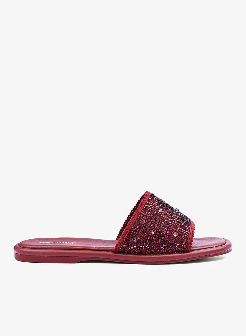 Cuple Womens wide strap flat sandals