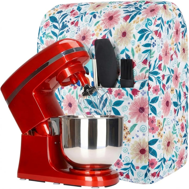 TUYUU غطاء خلاط ثابت مع جيب، أغطية خلاط مطبوعة بنقشة بيزلي الجميلة متوافقة مع خلاطات Kitchenaid/Hamilton سعة 6-8 كوارت / موديلات الرأس المائل ورفع الوعاء (زهور #8) - Image 1