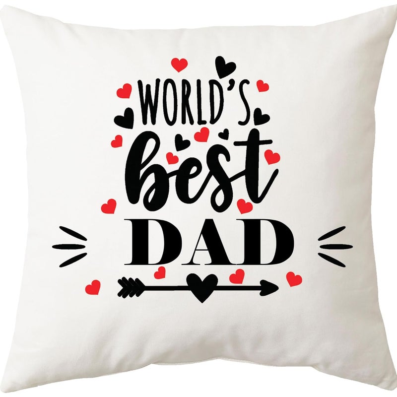 BHAWANI GIFT CREATIONS 12x12 inch World Best Dad Design Gift Cushion and Pillow with 1 Keychain Same Design - Image 2