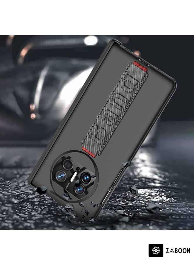 جرين تايجر حافظة هاتف مزودة بحزام معصم مغناطيسي مدمج عالي الدقة لهاتف Huawei Mate X3 (أخضر غامق) - Image 4