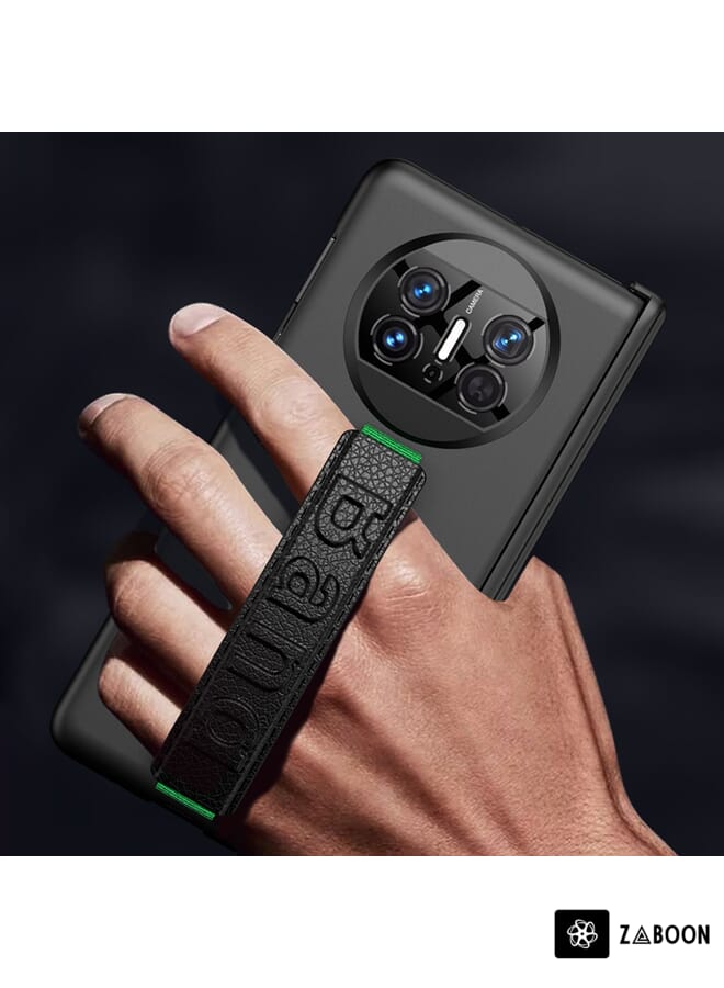 جرين تايجر حافظة هاتف مزودة بحزام معصم مغناطيسي مدمج عالي الدقة لهاتف Huawei Mate X3 (أخضر غامق) - Image 3