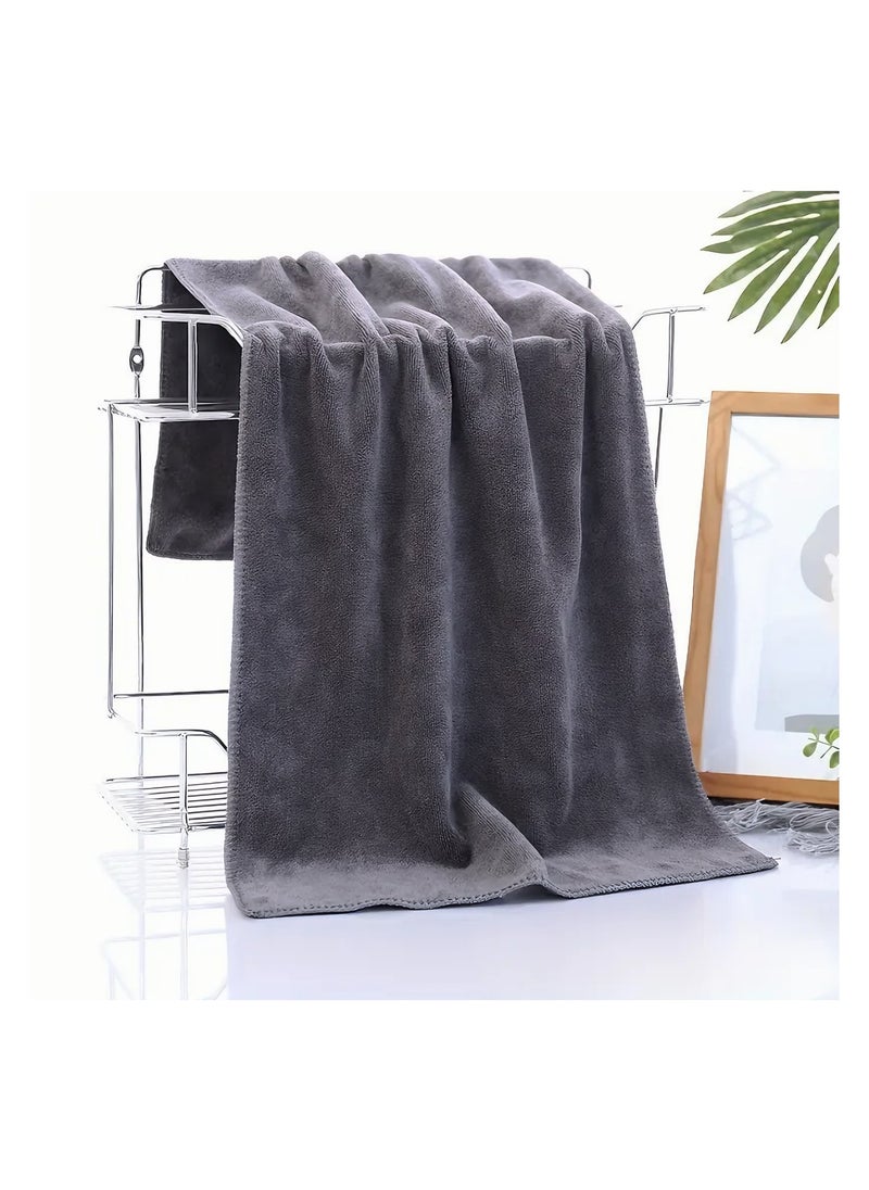Fabienne Super Soft Microfiber Bath Sheet 80x160cm Ultra Absorbent Beach Towel Quick Drying Microfiber Bath Towel Grey  - Image 3