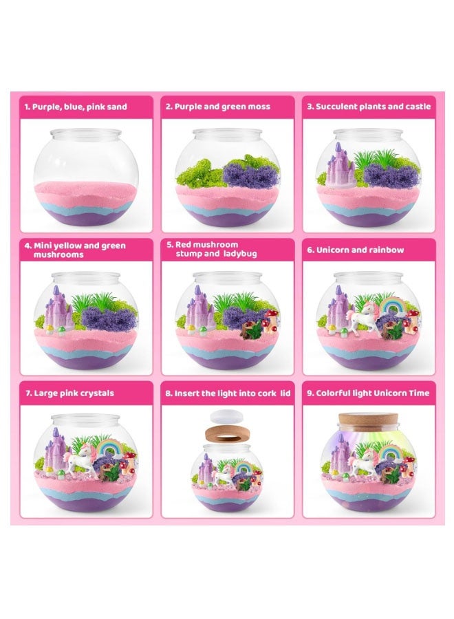 Bukela Unicorn Terrarium Craft Kit for Kids Gifts for Girls Night Light Up Terrarium Kit DIY Unicorn Birthday Gift Toys for Girls Ages 4 5 6 7 8-12 Year Old Unicorn Art Craft Kit with Remote - Image 4