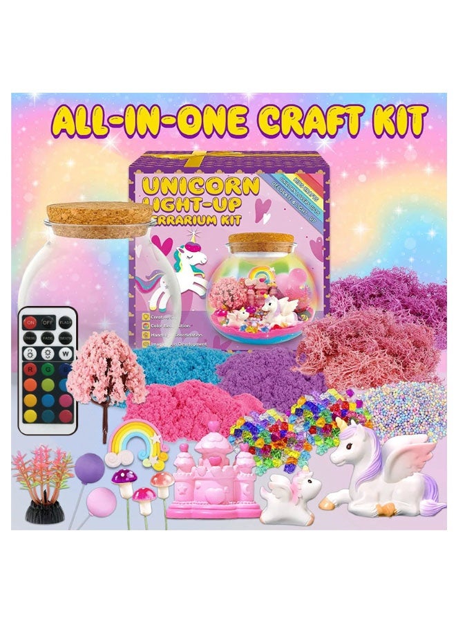 Bukela Unicorn Terrarium Craft Kit for Kids Gifts for Girls Night Light Up Terrarium Kit DIY Unicorn Birthday Gift Toys for Girls Ages 4 5 6 7 8-12 Year Old Unicorn Art Craft Kit with Remote - Image 5