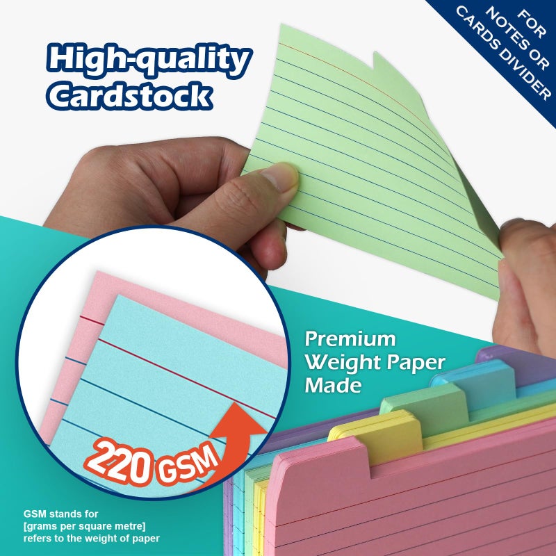 Olivo 3x5 Index Card Holder Box with 100 Cards Dividers Tabs 3"x 5", Teal - Image 5