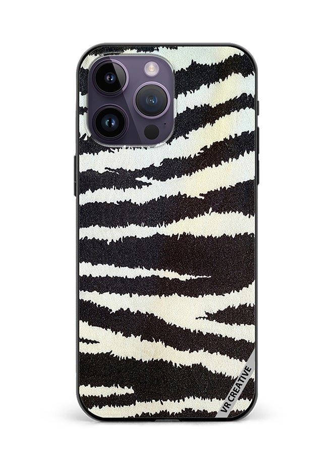 VR CREATIVE Protective Case Cover For Apple iPhone 16 Pro Max Cotton Fabric With Zebra Texture Design Multicolour