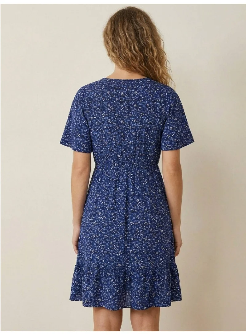 Victor And Jane  Abstract Printed Mini Dress with V-Neck for Women | Best Price UAE