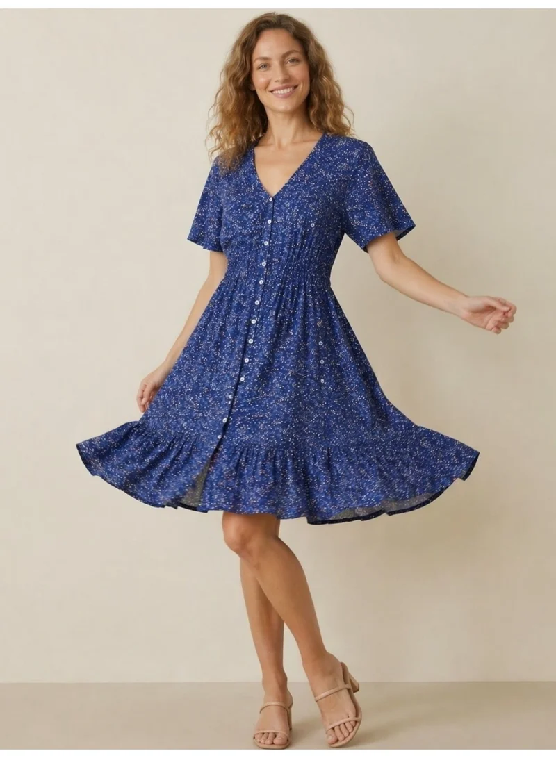 فكتور اند جين Abstract Printed Mini Dress with V-Neck